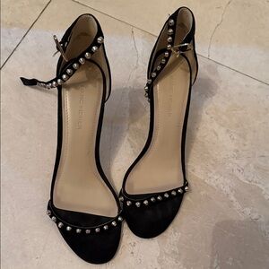 Marc Fisher Black and Silver Studded strappy suede Heels